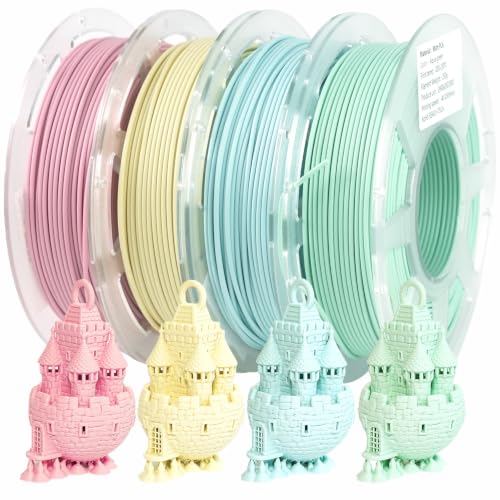 Gratkit Matte PLA Filament 1.75mm 4*250g, PLA Matte Blue,Pink,Yellow,Green