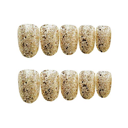 JINDIN 24 Sheet Shiny False Nail Tips Full Cover French Fake Nails for Women Salon Home Bride Manicure Art Press On Nails with Glue