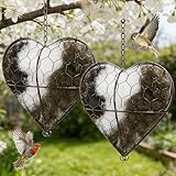 Handgefertigtes Vogelnest In Herzform Aus Alpakafaser, 2 Stück Nachfüllbares Vogelhaus Nistkasten, Faser Vogel Nistherz Aus Alpakawolle, Vogel Nistmaterial Und Halter, für Balkon, Garten, Terrasse