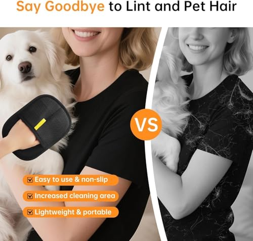 Image of Nutrish Pet Hair Removal Glove for Cats & Dogs | Five Finger Pet Grooming Glove | Reusable Electrostatic Pet Hair Remover for Furniture, Clothing, Couch, Carpet & Animal Grooming(Rachael Ray) (COMBO)
