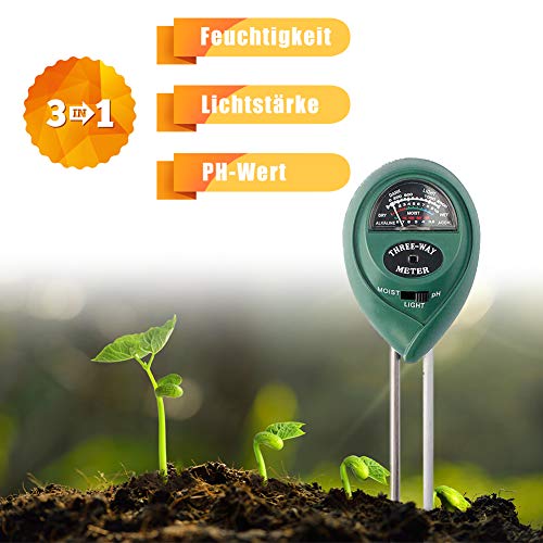 UMYMAYDO1 Testeur de Sol 3 en 1 pour pH - Humidité et intensité Lumineuse - Mètre - pour Jardin, Ferme, pelouse, Jardinage, jardinière, jardinière et Serre