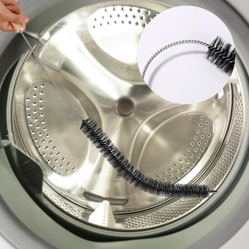 Image of 2pcs Bendable Radiator Brush, Include 1pcs Long Brush Head Radiator Dusters and 1pcs Long Handle Dryer Vent Lint Cleaners for Dryer Vents Refrigerator Coil Stair Rails Furniture