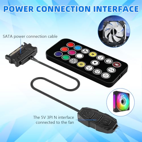 Image of ZORBES ARGB Controller 5V 3pin to SATA Power Supply Mini RGB Controller 3PIN Hub for Computer CPU Case Cool Fan LED Light Radiator, PC Modification ARGB Controller for ARGB Fans, ARGB Light Strips