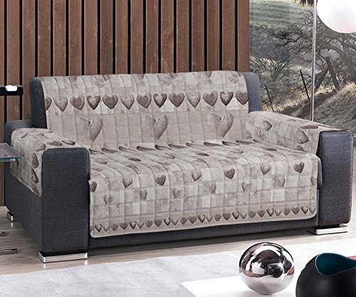Funda para sofá de cuatro plazas (230 - 235 cm) o sillón de una plaza (60 - 65 cm), de dos plazas (120 - 125 cm), de tres (170 - 175 cm), de cuatro (230 - 235 cm), Patchwork color beige Cover