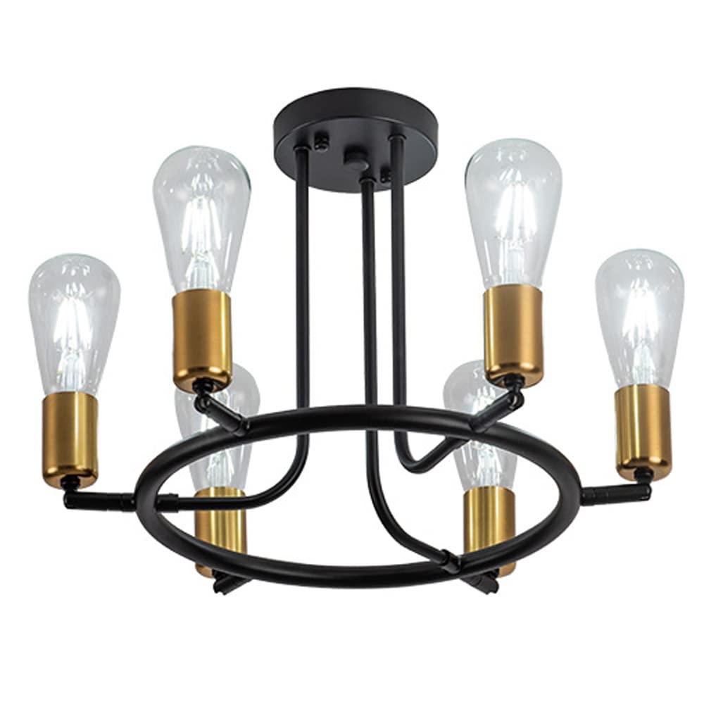Abinlina 4-Light Matte Black Farmhouse Chandelier - Mid Century Ceiling Light Fixture for Kitchen, Bedroom, Bathroom, Living Room, and More
