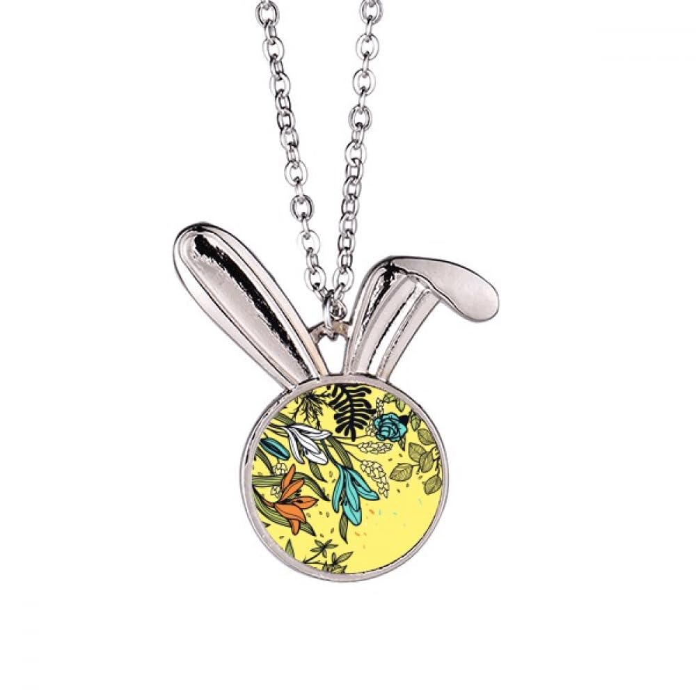 Collier lapin art moderne anti-ternissement fleurs de lys léger