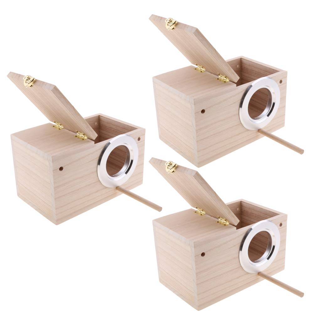 Wildvogel-Nistkasten aus Holz, für den Garten, mit Beobachtungsabdeckung, 3 Stück