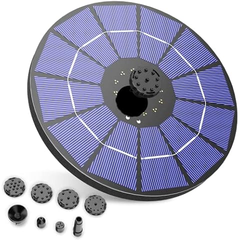 AISITIN 3.5W Solar Fountain Pump Backup Circle Solar Water Pump Floating Fountain, 6 Nozzles, for Bird Bath, Fish Tank, Pond Garden Cover