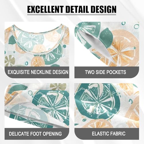 senya Green Orange Lemon A Summer Pajamas Set Short Cotton Sleepwear 2 Piece4