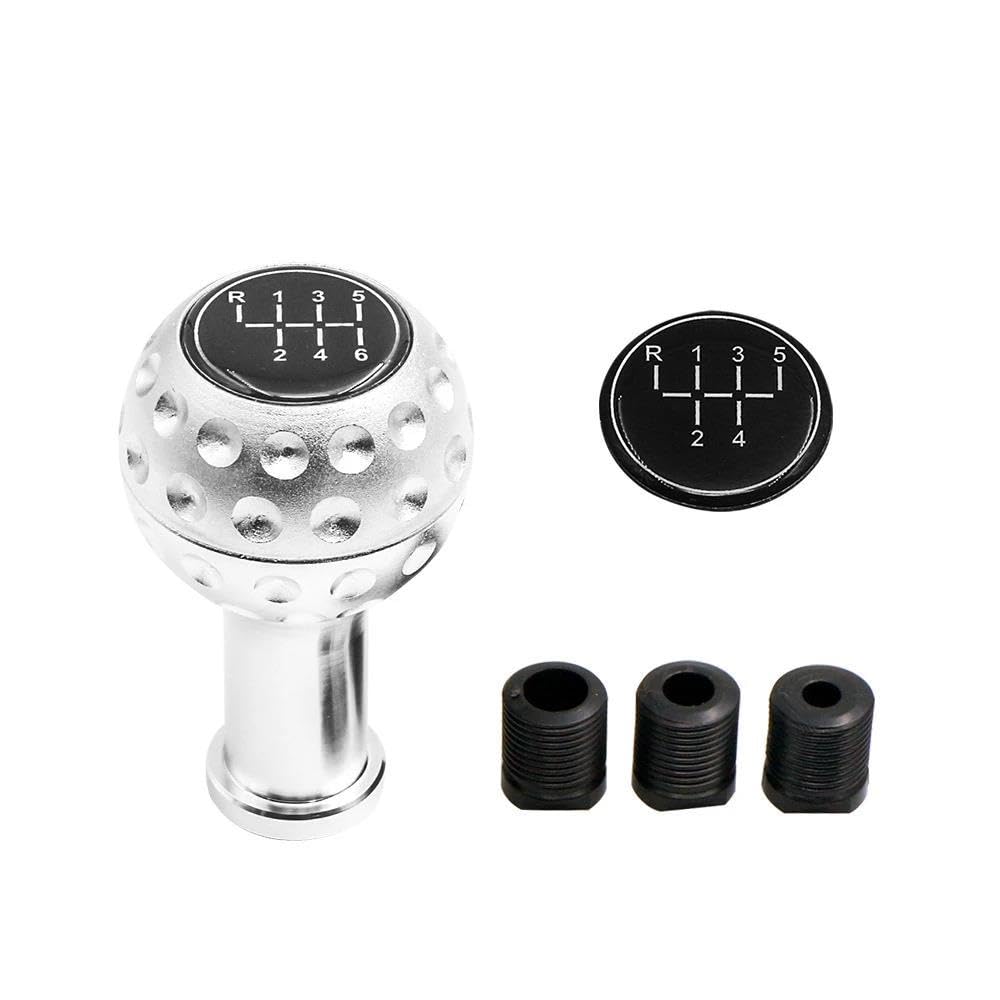 HYASDBWE 5/6 Speed Car MT Aluminum Manual Gear Shift Knob Gear Shift Shifter Stick Lever Headball Knobs Universal Gear Shifter Parts(Silver)
