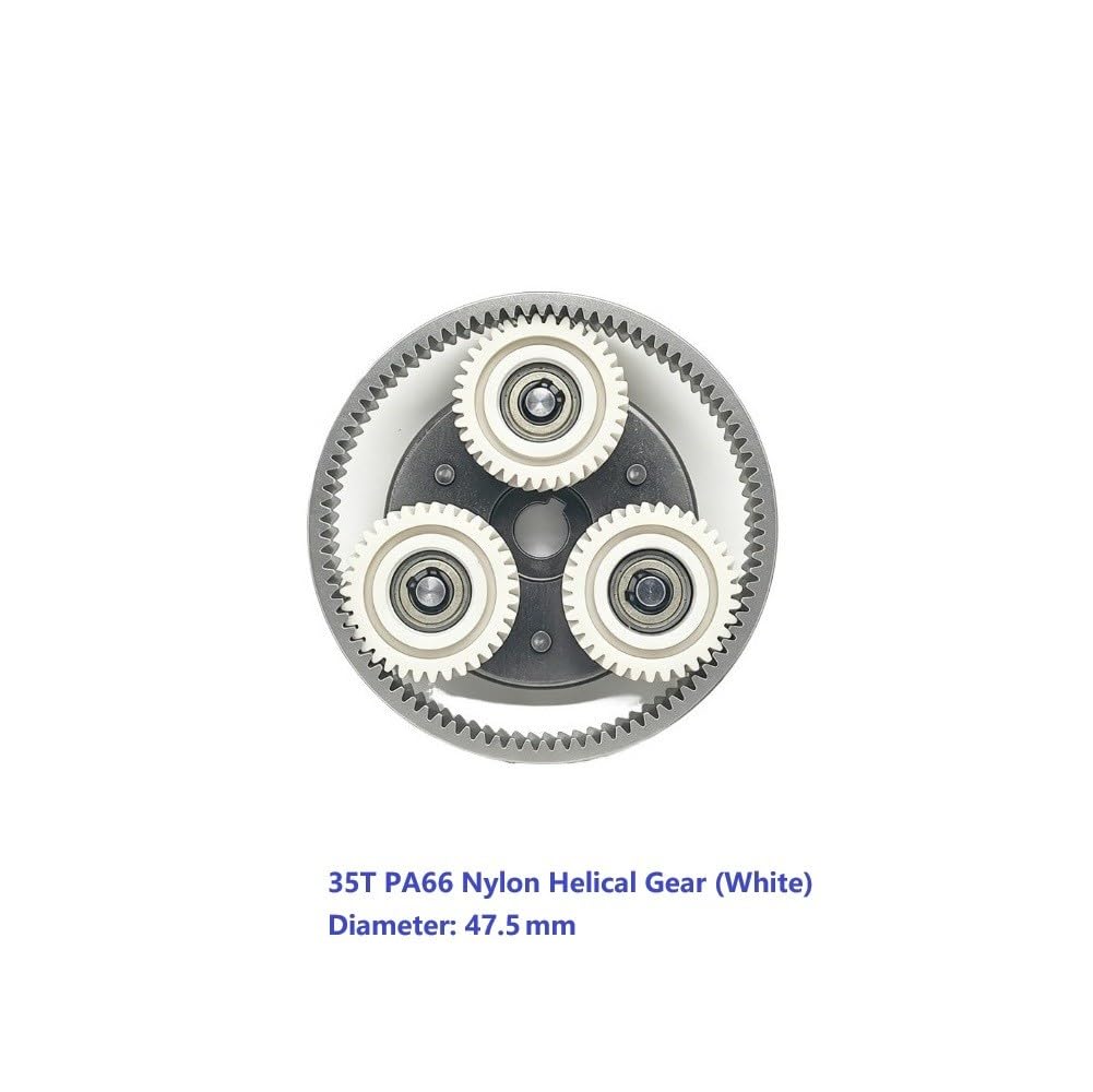 Engranaje helicoidal planetario 35T, repuestos de transmisión de caja de cambios reductora de motor con embrague para equipos CNC(1.25M 35T Helical Gear Set White)
