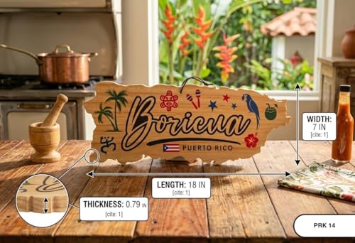Tabla de cortar de madera con forma de Puerto Rico miniatura 3