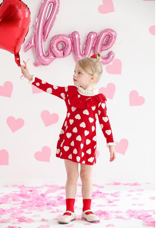 BesserBay Toddler Girls Warm Ruffle Trim Ribbed Knit Sweater Dress for 6M-6Y3