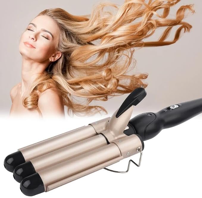 3 Barrel Curling Iron 25mm Electric Hair Curlers with 2 Temperature Control Heats Up Fast Hair Curling Wand Hair Waver Styling Tools for Woman