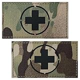 2Pcs IR Reflective Red Cross Medic Patches Tactical Military Patches, Infrared EMS EMT MED Medical Morale Hook and Loop First Aid Patches Style 2
