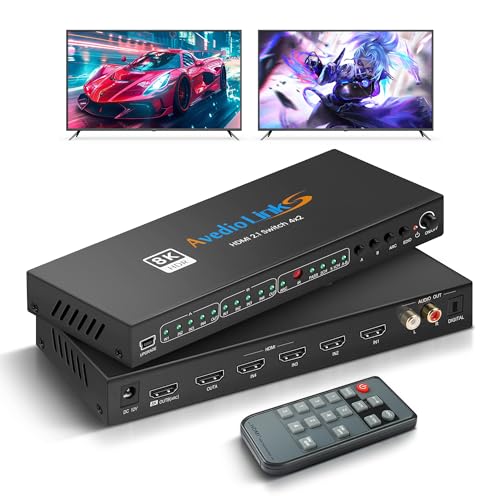 8K@60Hz HDMI Matrix Switch 4X2 with ARC, avedio links 4 in 2 Out HDMI2.1 Matrix HDMI Video Switcher...