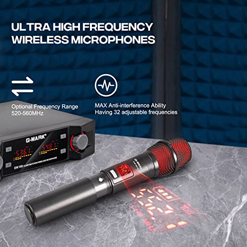 G-Mark Wireless Microphone, Dual Professional Uhf Cordless Dynamic Mic Handheld Microphone System For Home Karaoke, Meeting, Party, Church, Dj, Wedding, Home Ktv Set, 200Ft(Ew100) #TOP1