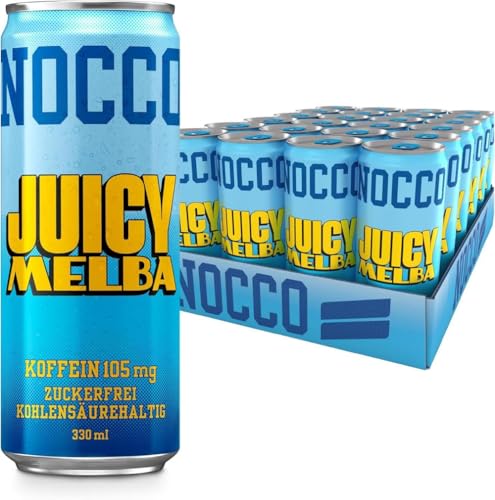 NOCCO BCAA - Bebida Energética con 180mg Cafeína, 3000 mg BCAA, Sin Azúcar, Sin Carbohidratos, Enriquecida con Vitaminas - 24 x 330ml inkl. Pfand (Juicy Melba)