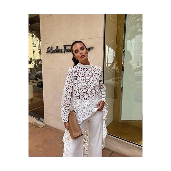 PRETTYGARDEN-Womens-Long-Sleeve-Round-Neck-High-Low-Asymmetrical-Irregular-Hem-Casual-Tops-Blouse-Shirt-Dress PRETTYGARDEN Women's Long Sleeve Round Neck High Low Asymmetrical Irregular Hem Casual Tops Blouse Shirt Dress (White,X-Large)