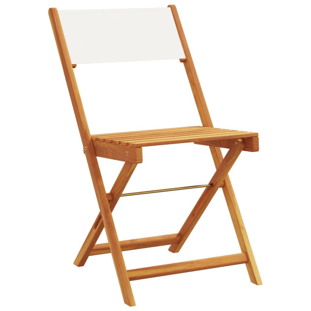 LAPOOH Set da Bistrot 3pz Bianco Crema in Tessuto e Legno Massello,Set Bistrò Veranda,Set Bistrot da Esterno,Set Bistrot da Balcone-3281748