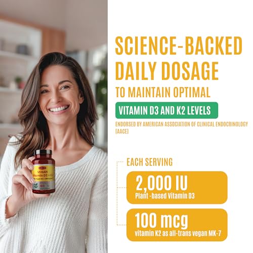 Image of FAMILI+ Vegan Vitamin D3 K2 2000IU with Coconut MCT Oil, 180 Softgels | 180 days, 2000IU Plant source Vitamin D3 + 100 mcg Vitamin K2 MK-7, For Bone, Muscle, Immune, Teeth & Heart Health