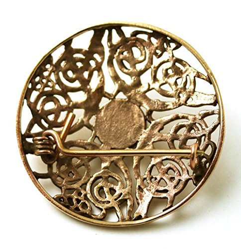 Vintage Brooches Bronze Norse Filigree Celtic Knot Black Stone Thailand Jewelry (Brooch) #TOP1