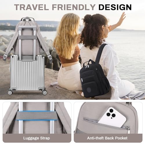 Image of Sisipoet Small Backpack for Women, 2PCS Mini Backpack for Ladies Bookbag Purse for Women with Mini Wallet and Luggage Strap, Gray