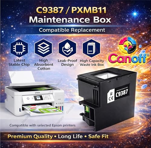 Image of CANOFF Maintenance Box Replacement for Epson M1050 M1058 M2050 PX-M161T S161T Printers, Waste Ink Collector Unit Compatible with C9387 PXMB11 Durable Replacement Part for Inkjet Systems
