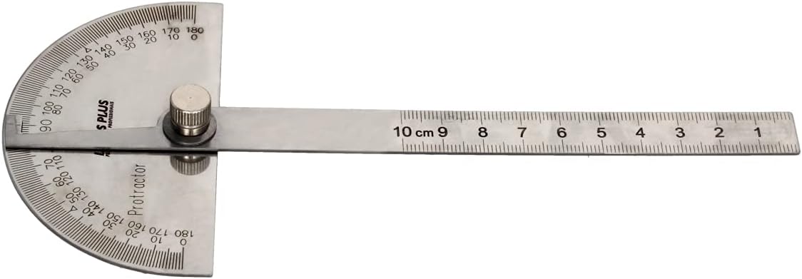 Utoolmart Stainless Steel Protractor 180 Degrees Round Head Angle Finder with 10cm / 3.9-inch Adjustable Arm for Woodworking Drawing 1pcs