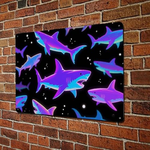 Affiche en métal rustique motif requins idée cadeau déco de bureau - 4