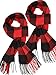 2 Pieces Plaid Check Warm Women Blanket Scarf Cozy Plaid Winter Scarf Wrap Shawl (Red Black)