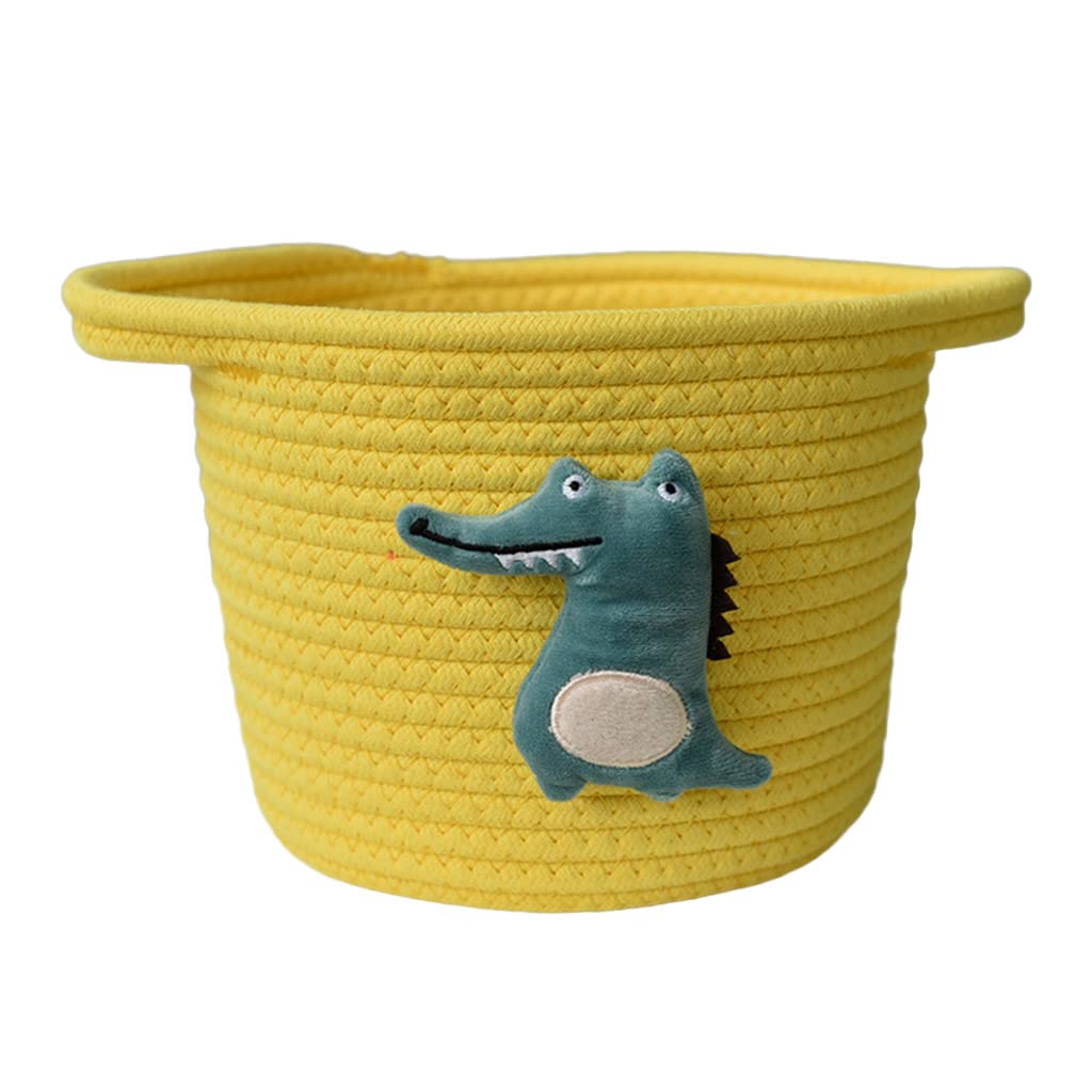 Elnwnnkc Exquisite Woven Storage Baskets with for Pattern for Home Dormitory Storage Bedroom Smooth Soft Cotton Rope Closet Bin for Organizing Foldable Green Grey White Yellow