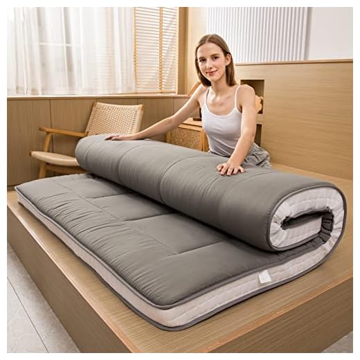 MAXYOYO Futon Mattress, Padded Japanese Floor Mattress Quilted Bed Mattress Topper, Extra Thick Folding Sleeping Pad Breathable Floor Lounger Guest Bed for Camping Couch, Dark Grey, Full