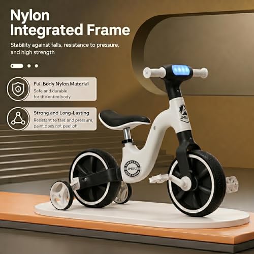 Image of Stardust 3-in-1 Kids Tricycle for 2-5 Years - Convertible Tricycle, Bicycle & Balance Bike for Boys & Girls - Kids Cycle with LED Light, Music & Foldable Training Wheels - Ride On Toy (Black)