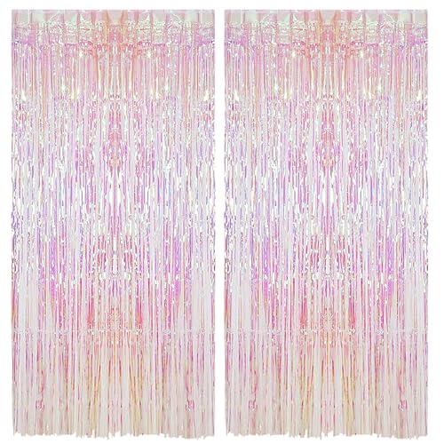 Alaoo Lametta Vorhang Rosa, 2 Stück Party Vorhänge Luftschlangen,...