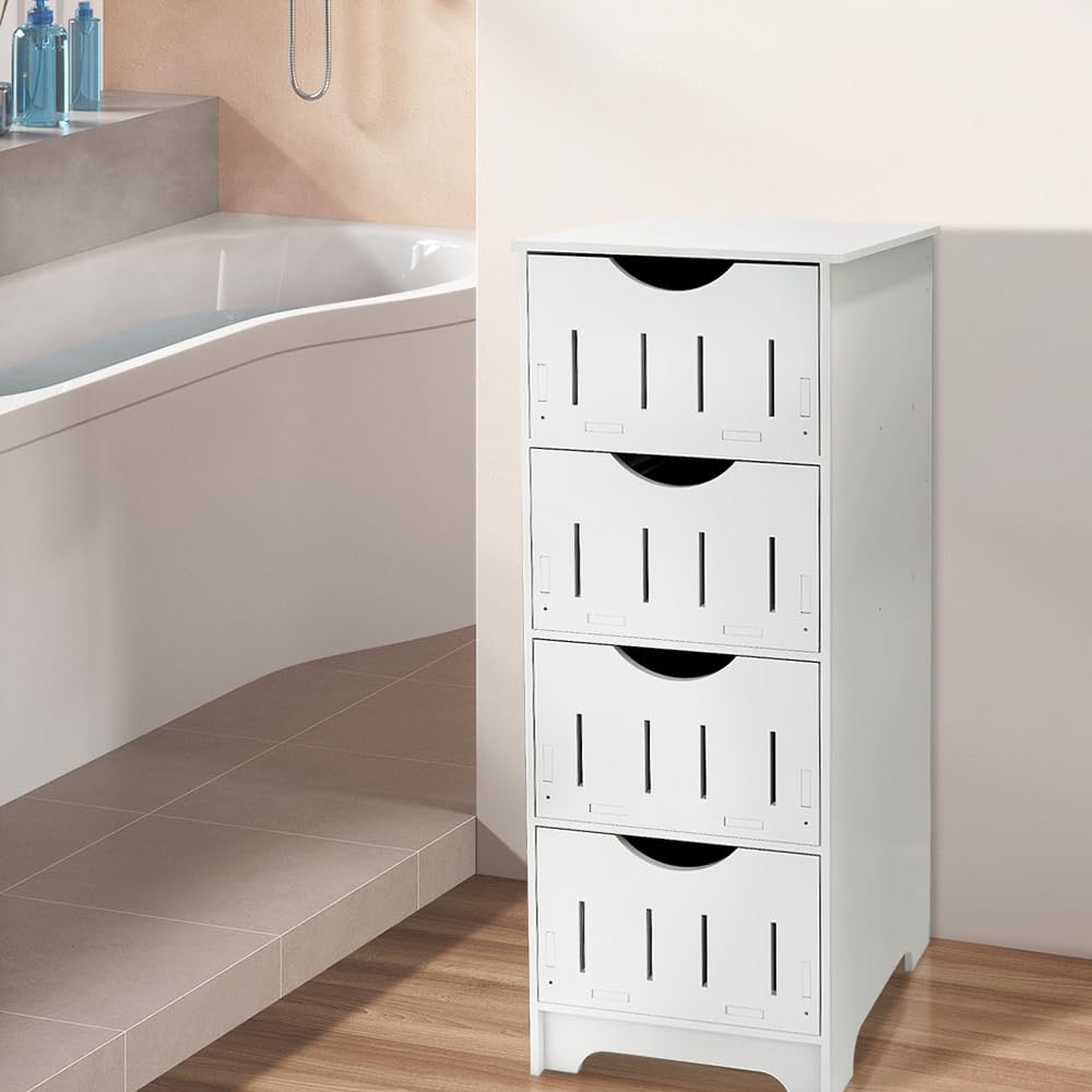 Colonna bagno ripostiglio, armadio bagno con ripiani regolabili, mobile a colonna salvaspazio per soggiorno, camera da letto, cucina, bianco (30 x 30 x 82 cm, PP)