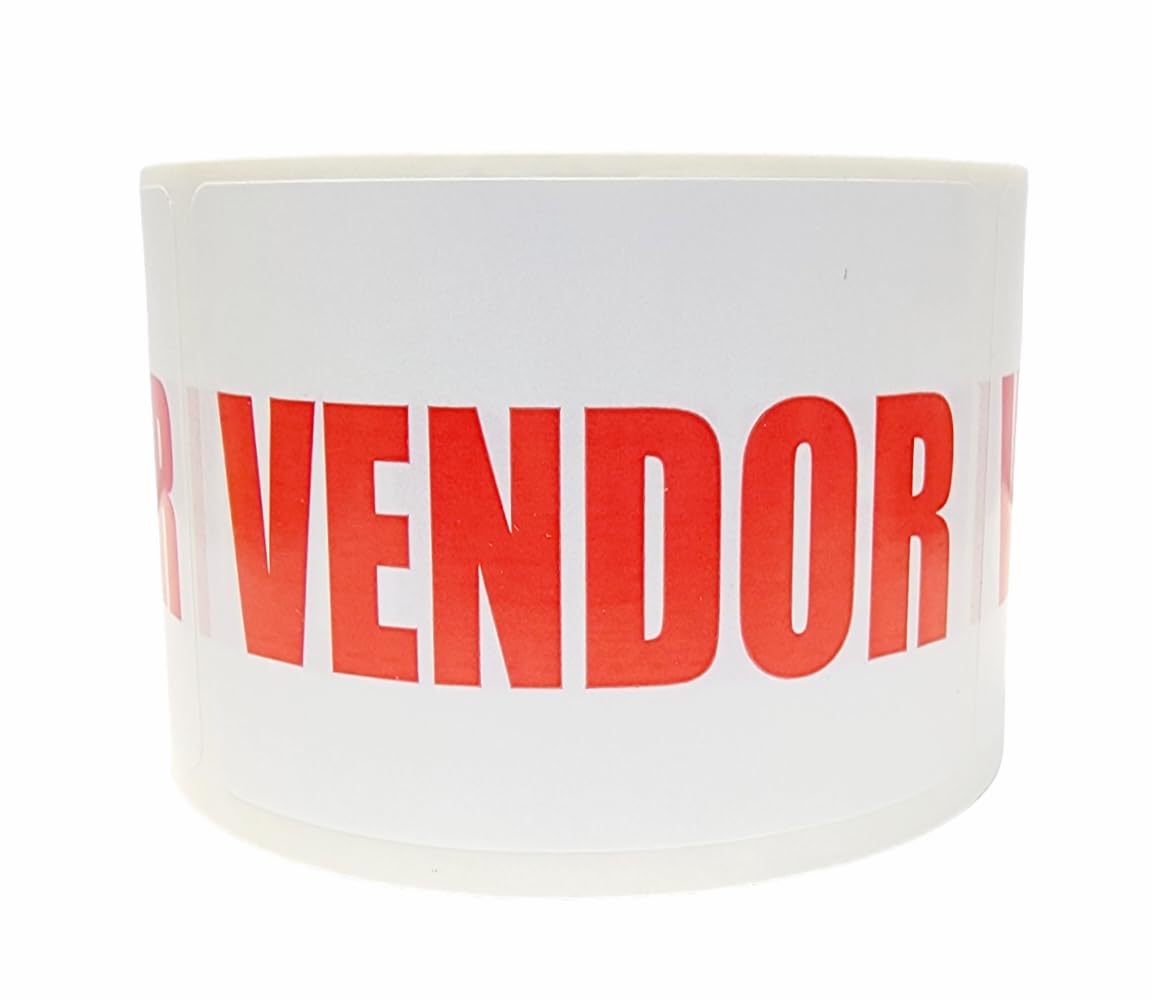 Vendor Labels – 2x3 Inch Red Self-Adhesive Label | 500 Visitor Identification Stickers for Office, School, Events