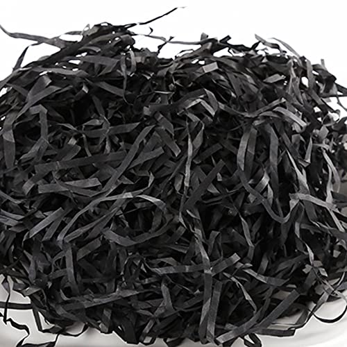 Zhongtou 200g Papier Dechiqueter Remplissage Boite Cadeau Raphia Noir Herbe de Pâques Fausse Paille pour Panier Décoration Emballage Frisure Papier de Soie Déchiqueté Kraft