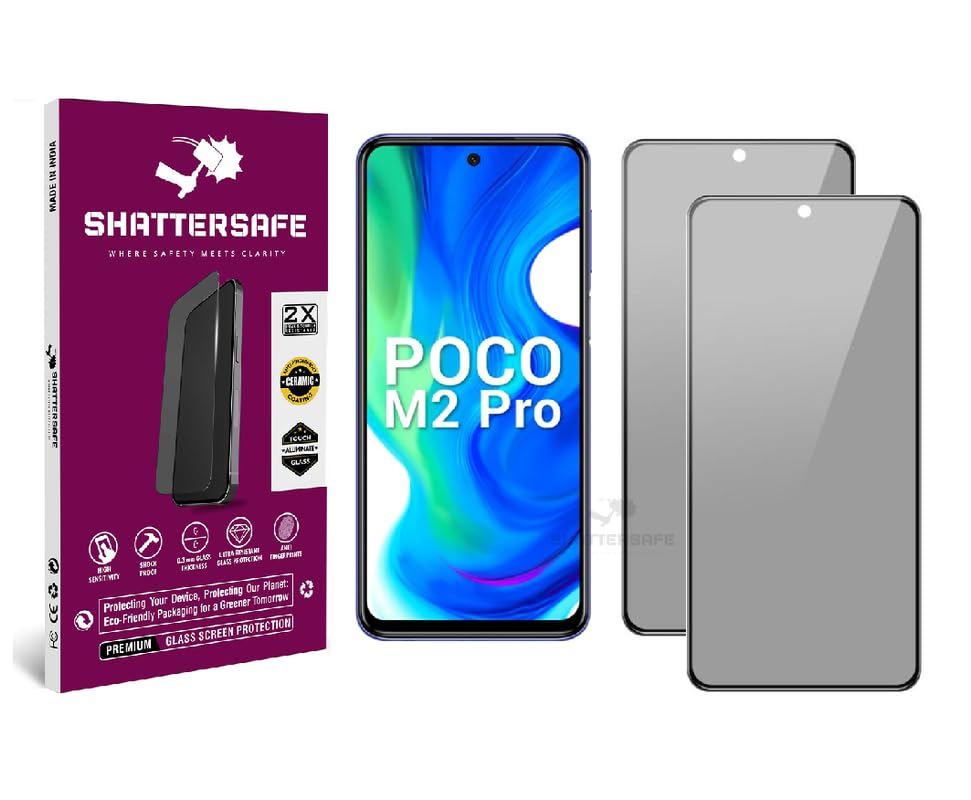 Image of Anti-Spy Privacy Tempered Glass Compatible For Poco M2 Pro [Pack of 2]. 9H Hardness, Anti-Scratch, Edge-to-Edge Protection With Easy Installation Kit & Case Friendly Fit.