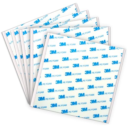 Dpm tapes – 1600T Foglio Biadesivo per interni ed esterni, impermeabile, Montaggio per oggetti, in Schiuma PE, fissaggio oggetti, quadri, applicazioni permanenti - (100 mm x 100 mm) (5 pezzi)