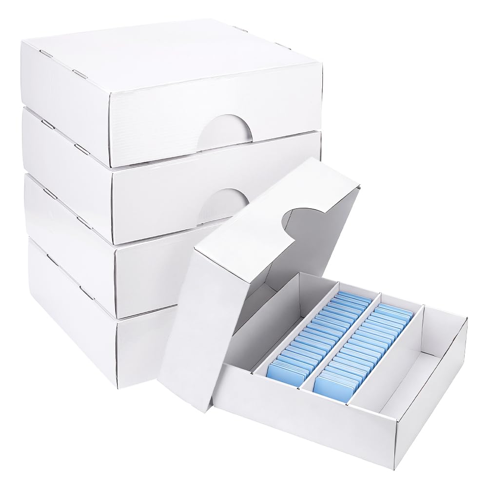 PH PandaHall 5 Set 4 Row Paper Packing Box 3200 Count Trading Card Storage Box Shipping Boxes Cardboard Storage Organizer Boxes for Football, Basketball, Baseball & Gaming Cards, White