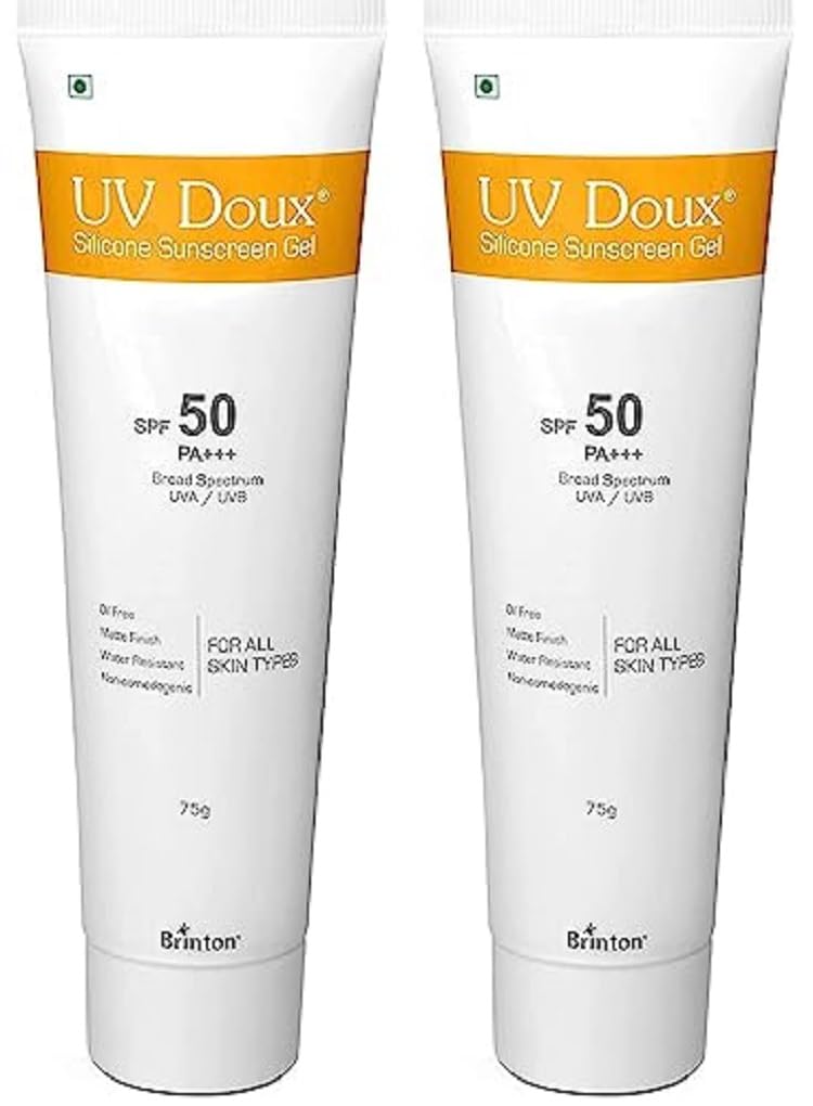 UV Doux Silicone Sunscreen Gel SPF 50 PA+++|India’s No.1 Dermatologist Recommended Brand|Invitro,In-Vivo Tested|UVA/UVB Protection, Benzene Free|No White Cast |Oily & Acne-Prone Skin |75 g Pack of 2