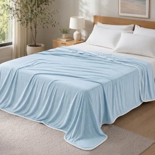 Image of PHF Cooling Blanket Twin Size 60 inchx80 inch, Double-Sided Cooling for Hot Sleepers (Q-Max 0.46+), Lightweight Breathable Summer Blanket, Dorm Room Essential for College, Night Sweats, Sky Blue
