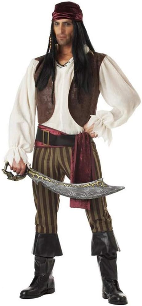 Costume Party Halloween Costume Captain Jack Sparrow Adult Pirate Costume Pirates Of The Caribbean Costume MJJ9/26 (Color : B)