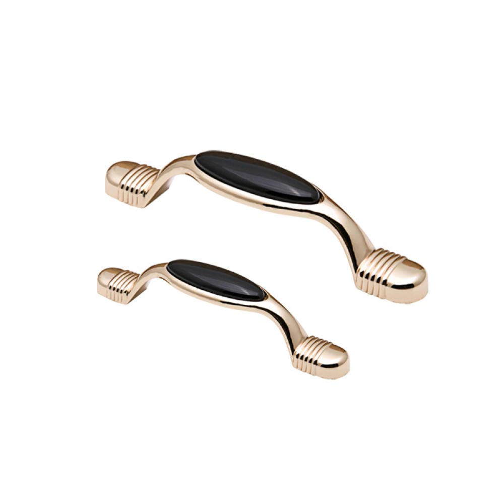 Stnyanxd 128 Gold+Black Antique Cabinet Drawer Handles 2Pcs Zinc Alloy Ceramic Door Handle Closet Hardware 96 Gray Blue(128 Gold+Black)