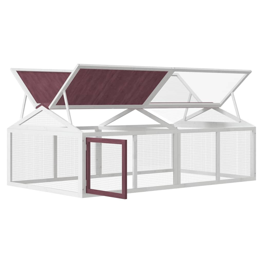 Wybieg mokka z litego drewna sosnowego 200 x 112,5 x 74 cm, dla małych zwierząt, wybiegów dla gryzoni, domek dla królików, domek dla świnek morskich, do ogrodu, na balkon, do mieszkania
