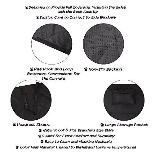 Petmaker Cargo Liner Dog Seat Cover- Quilted Waterproof All Weather Non-Slip Pet Travel Mat With Side Coverage And Bumper Flap Protector For Suvs, Black #TOP2