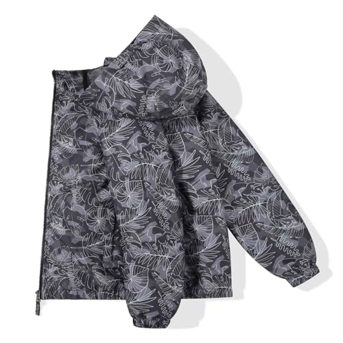 Image of SUNDAY ROSE Boys Windbreaker Jacket Hooded Lightweight Windroof Water-resistant Outdoor Coats for Kids