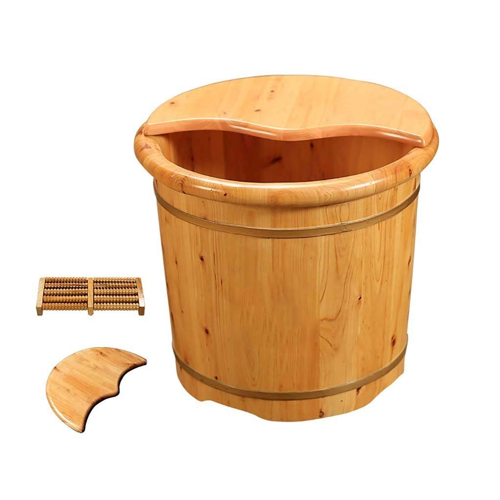 Vaschetta per Piedi, Secchio per Vasca per Pedicure, Massaggio, Spa, Sauna, Ammollo, Secchio per Pediluvio in Legno Lavabo per Spa per Piedi,36Cm charitable