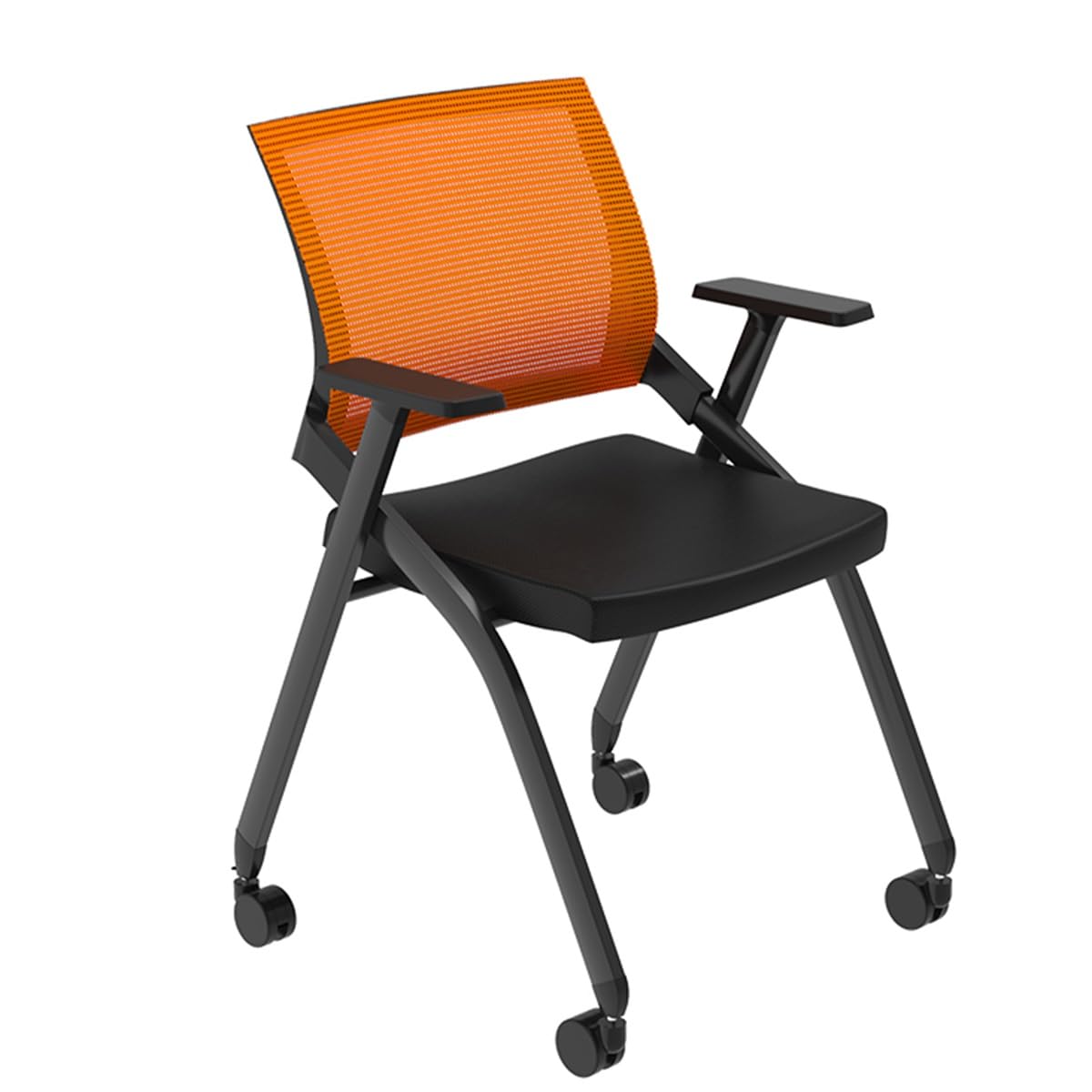 Chaise de conférence pliable Orange A avec support lombaire et accoudoirs